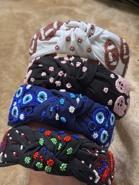 Beaded Knotted Headbands - Set of Colorful Embroidered Styles